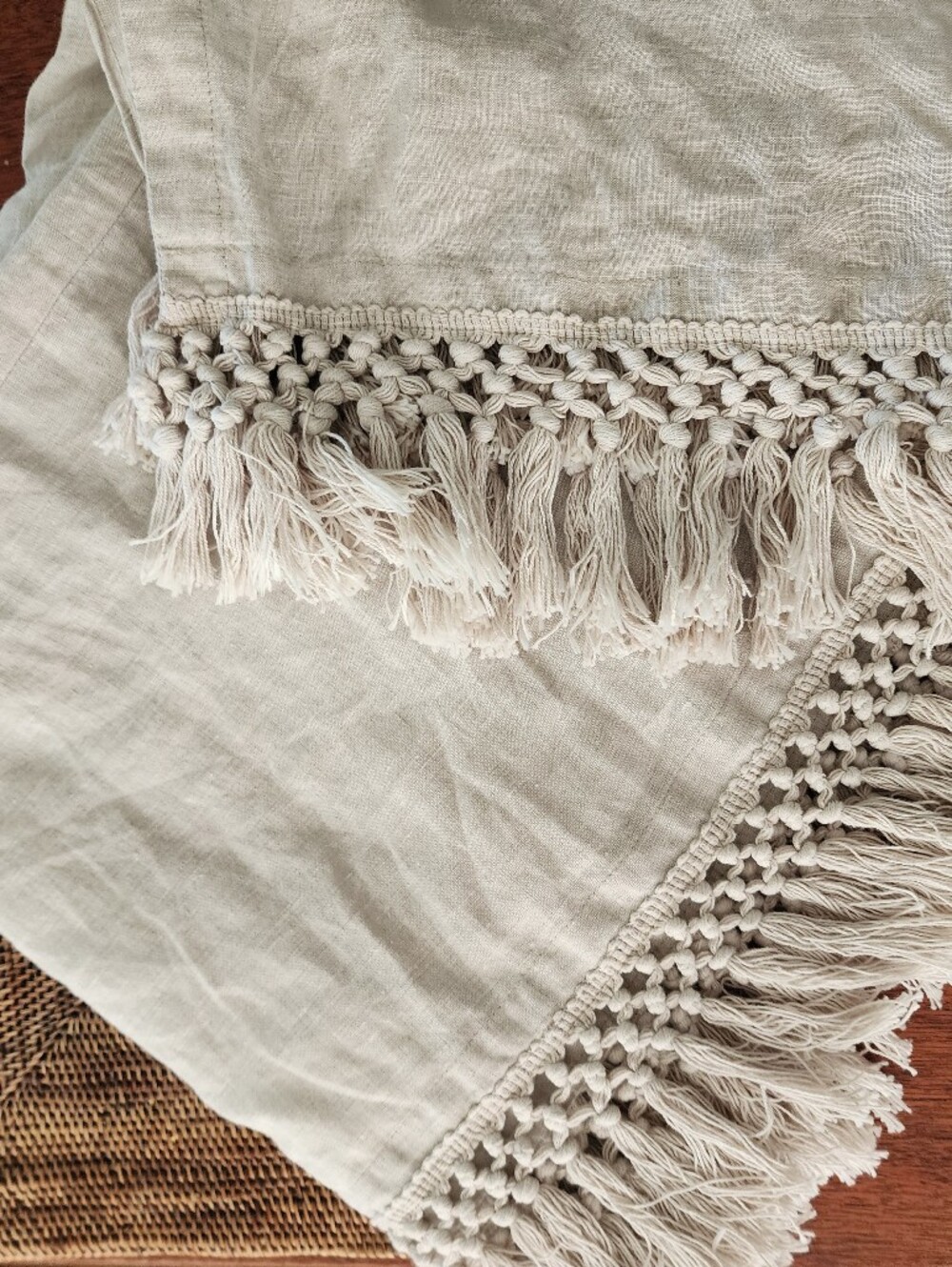 Serena & Lily Cream Fringed Throw